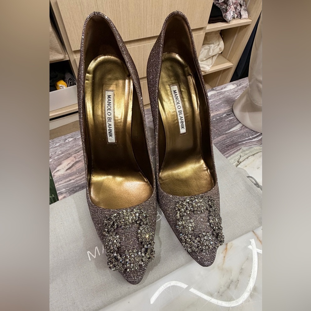Manolo Blahnik Glitter Pumps 38.5 - Picture 2 of 3